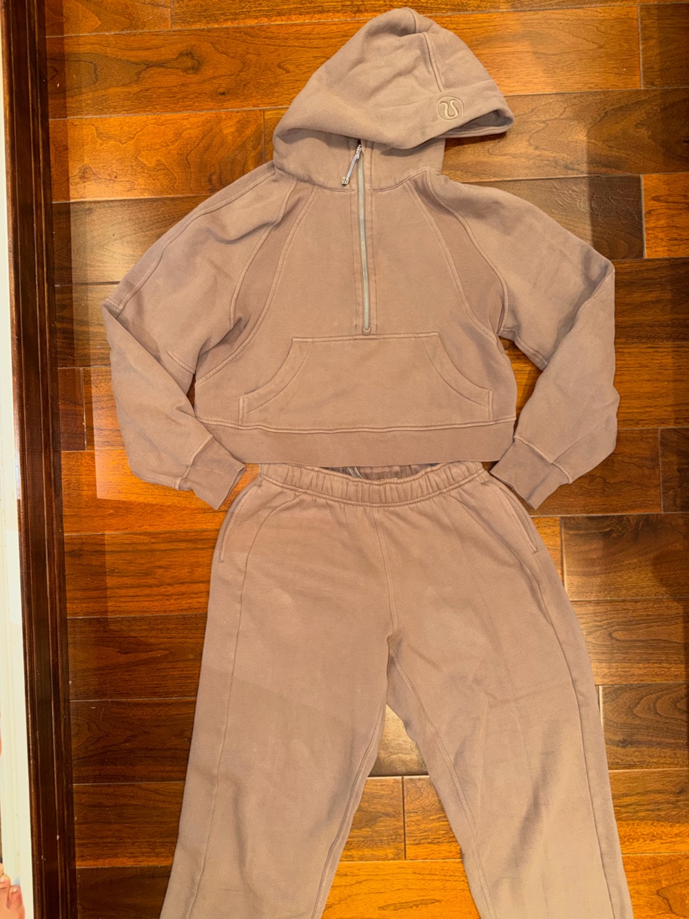 Lululemon Light Brown Half‑Zip Hoodie and Joggers Set